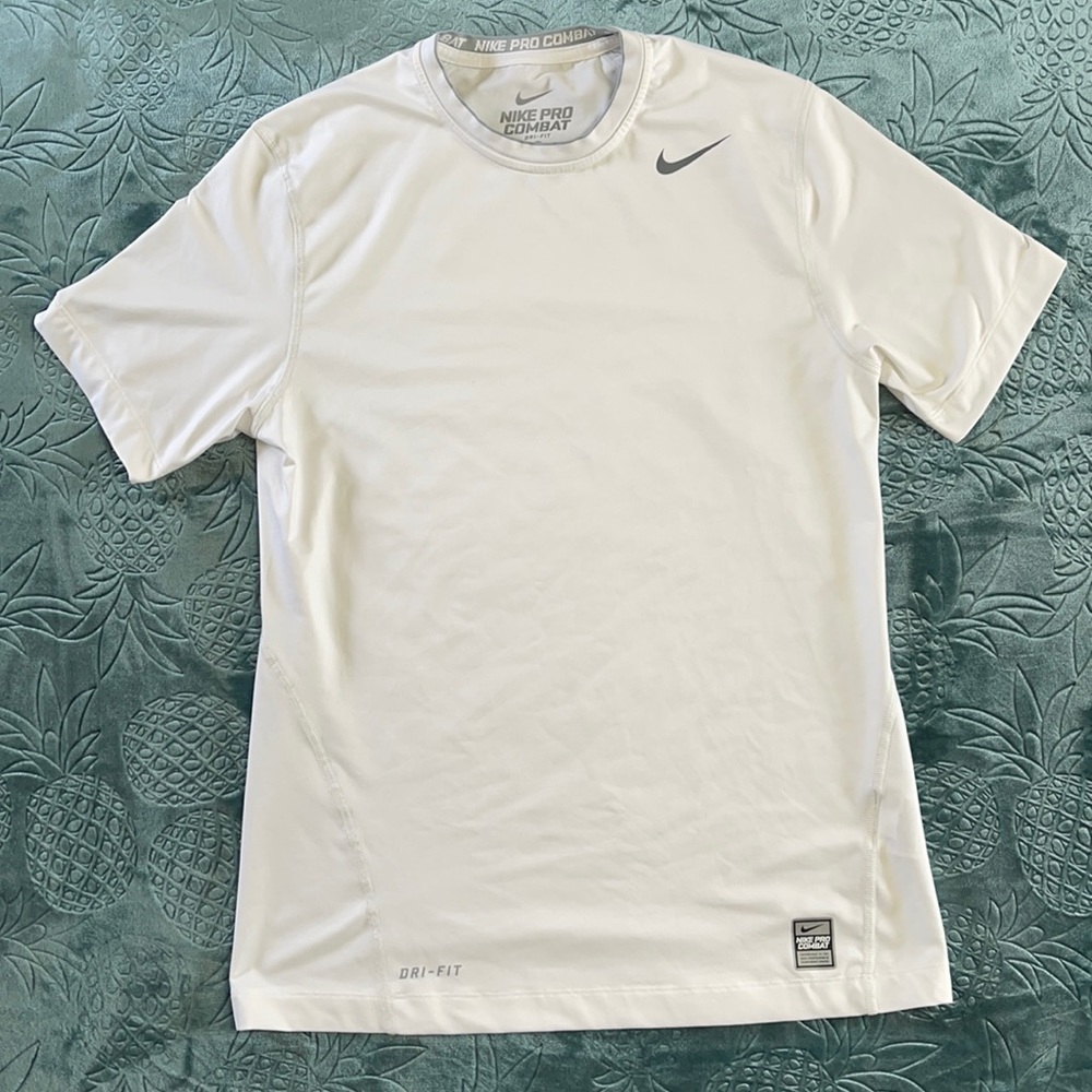 Nike Pro Combat Dri-Fit White Fitted Shirt Small